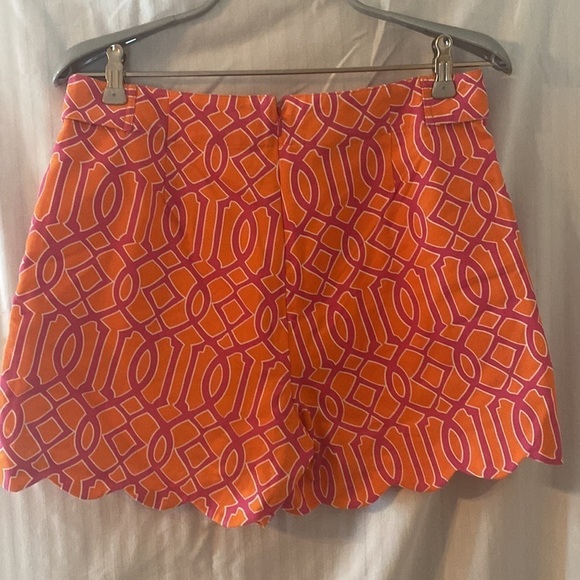 Mud Pie Charlotte High Waist Scalloped Shorts Orange & Pink 100% Cotton Size S - Picture 5 of 5
